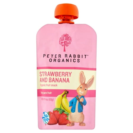 (3 pack) (3 Pack) Pumpkin Tree Peter Rabbit Organics Strawberry and Banana Organic Fruit Snack, 4 oz