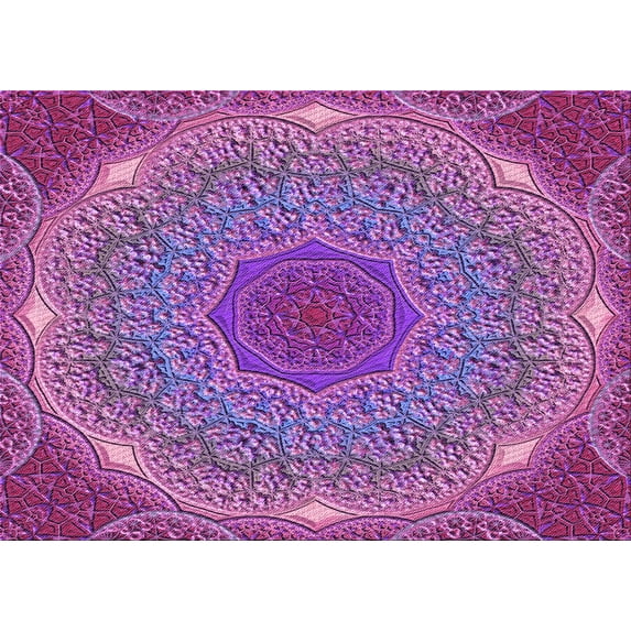 Ahgly Company Indoor Rectangle Patterned Orchid Purple Area Rugs, 4' x 6'
