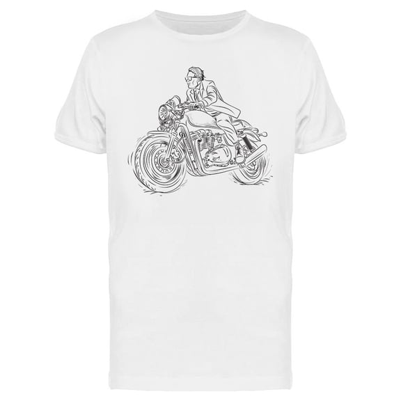 Man Riding Motorcycle T-Shirt Men -Image by Shutterstock, Male Large