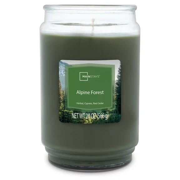 Alpine Forest Scented Single-Wick Glass Jar Candle, 20 Oz
