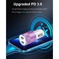 thumbnail image 3 of USB C Car Charger Adapter,AILKIN 2PACK 60W PD3.0 USB Type C Car Charger for iPhone Fast USB Dual Port Car Cigarette Lighter Socket,Purple, 3 of 5