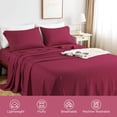 thumbnail image 3 of King Size Bed Sheets Set PC Soft Cooling Thread Count Microfiber Printed Sheet Deep Pocket Breathes Better Machine Washable Tropical Palm Tree Fronds Patterned Double, 3 of 7