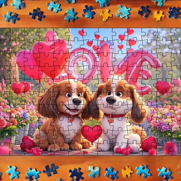 TechWave Easter Boggle Books Holder 130 Piece Valentine's Day Themed Puzzle Set Valentine's Day Puzzle For Couples And Children Great For Family Games Puzzle A2