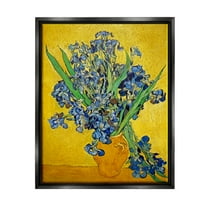 Stupell Industries Vaas met Irissen Vincent van Gogh Iris Flower Painting Painting Jet Black Floating Framed Canvas Print Wall Art, Design by one1000paintings