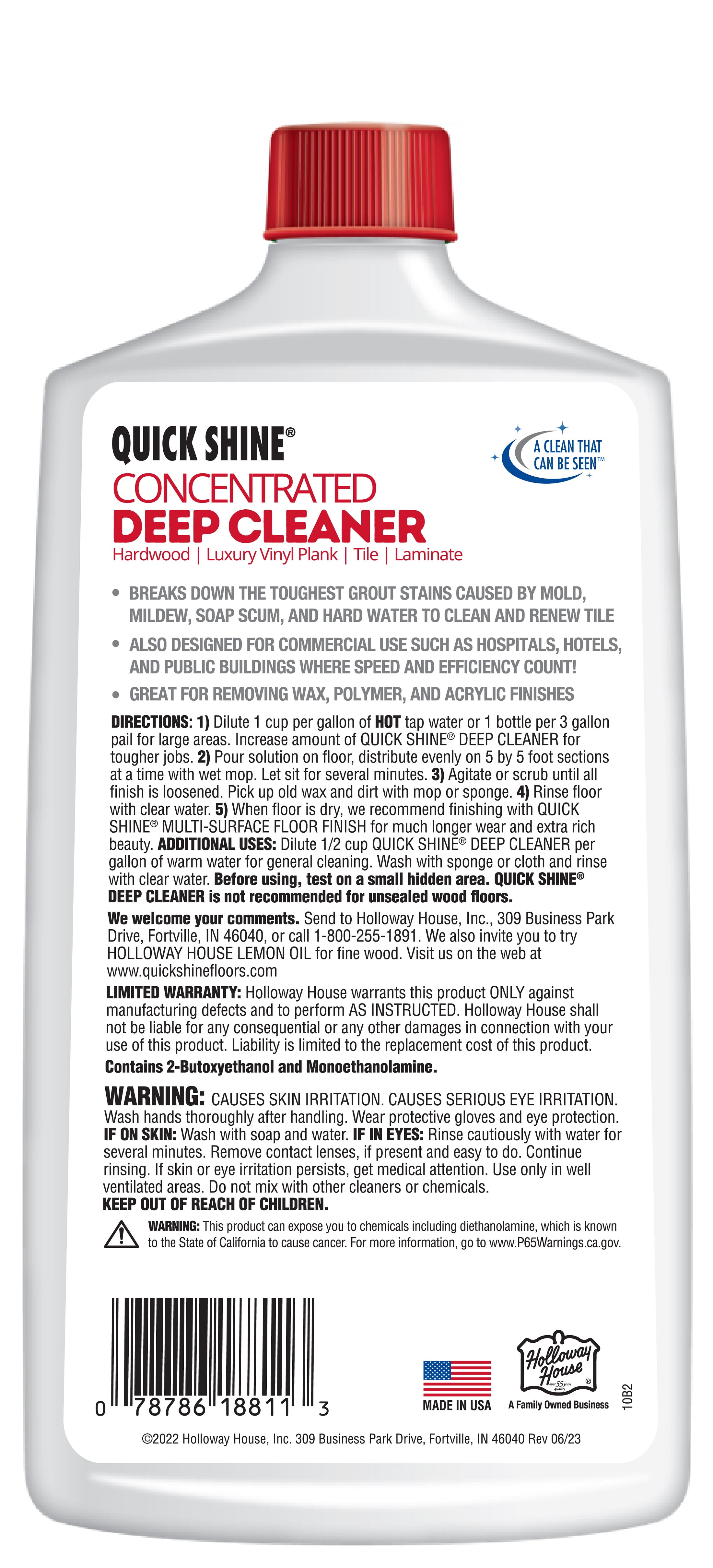 Quick Shine Concentrated Deep Floor Cleaner / Wax Remover 54oz (2 - 27oz Bottles) Pro-Level Cleaning