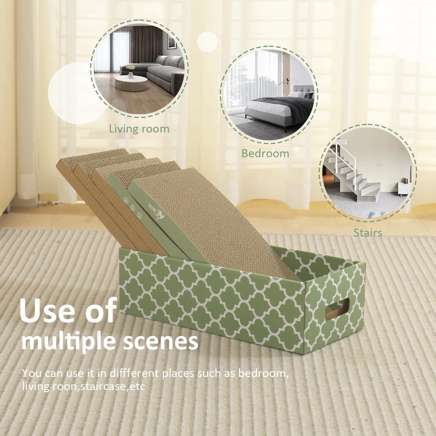 THBN Cat Scratcher Cardboard Scratching Pads Scratch with Catnip 2PCS Reversible Corrugated Cardboard