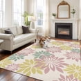 thumbnail image 2 of Large Area Rugs for Living Room Bedroom, Geometric Flower 6'x9' Rug Washable Carpet Runner Indoor Outdoor, Vintage Country Floral Pink Green on Linen Non Slip Floor Mats Rug for Kitchen, Playroom, 2 of 8