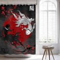 thumbnail image 5 of Black and White Fish Shower Curtain, Yin Yang Shower Curtain, Japanese Anime Cherry Blossom Red Sun Shower Curtain Set Waterproof Bath Curtain Bathroom Decor with 12 Hooks, 72x72 inches, 5 of 6