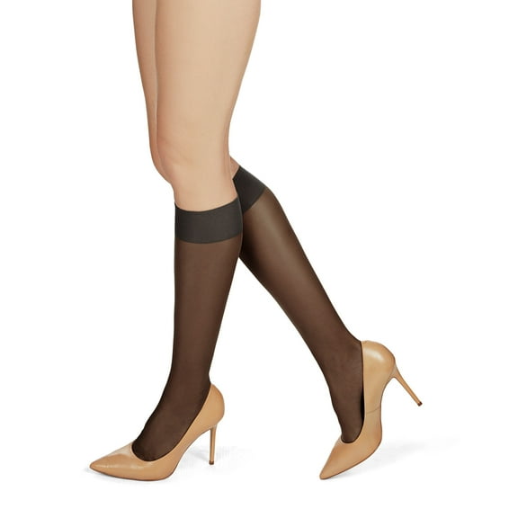 MeMoi Women's Silky Super Sheer Knee Highs - Womens - Female, Q, Honey
