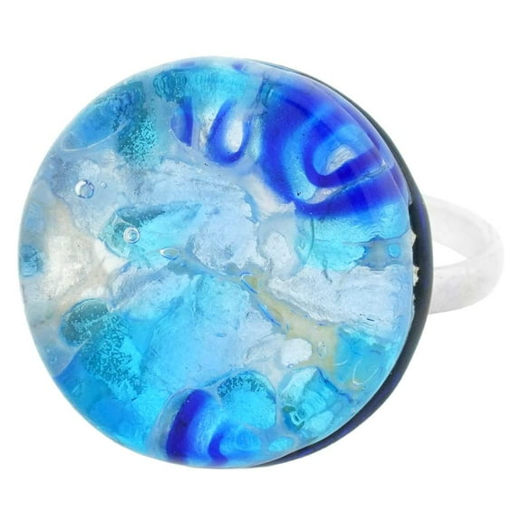 GlassOfVenice Murano Glass Venetian Reflections Ring - Round With Adjustable Band #3