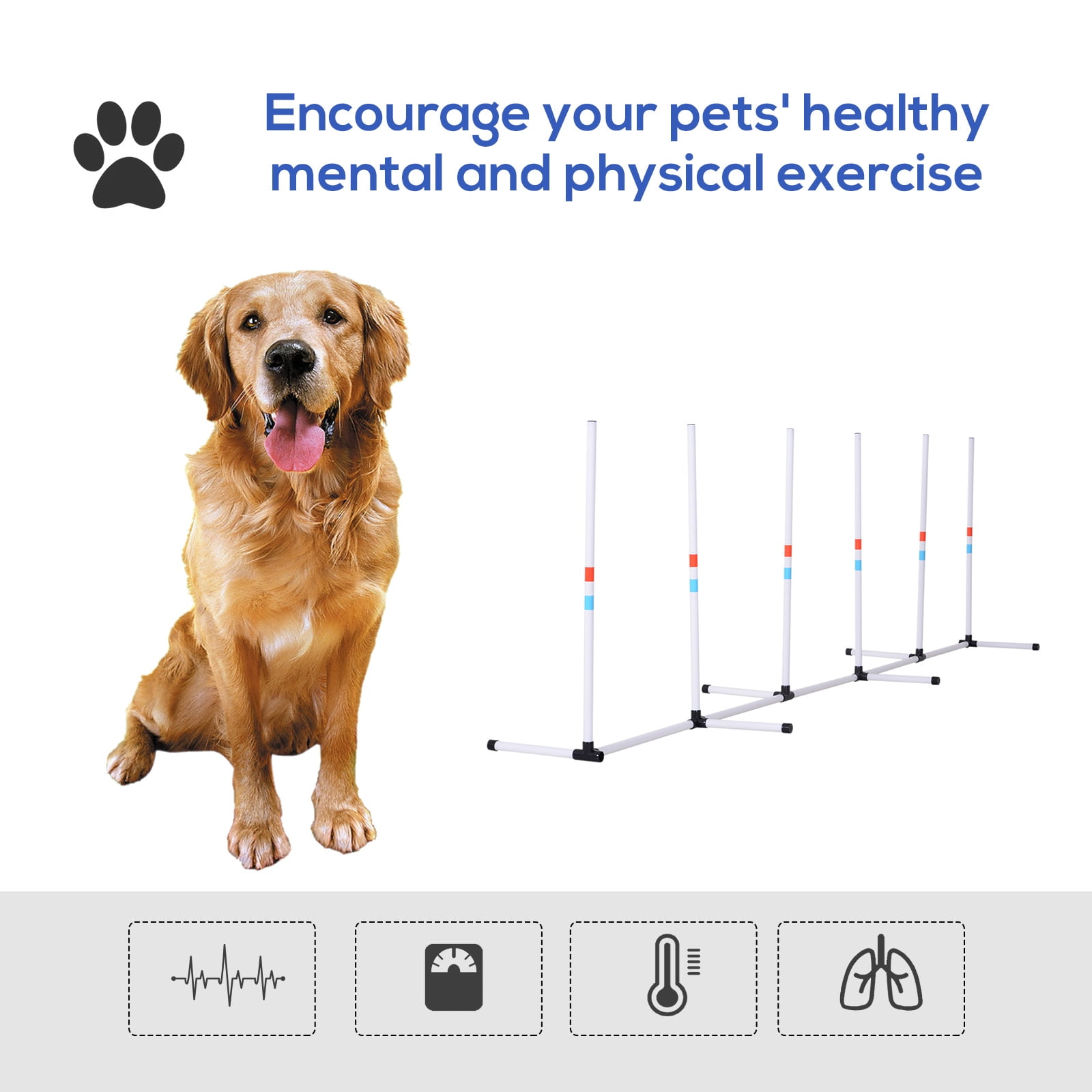 Adjustable Dog Agility Training Obstacle Set with Weaves Poles and Storage Bag