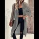 thumbnail image 4 of Cárdigan de Punto Abierto con Mangas 3/4 Caladas para Mujer, Suéter , Gris, XXL, 4 of 9