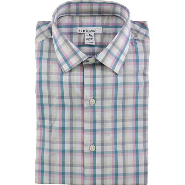 bar III Camisa de vestir clásica con botones para hombre, multicolor, 14-14.5