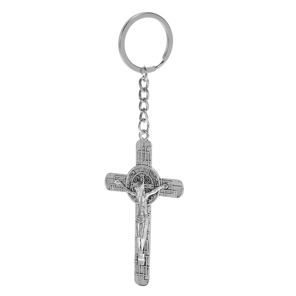 HOMEMAXS Cross Keychain for Hanging Keys Made of Zinc Alloy Silver Color Lightweight and Compact 1 Piece