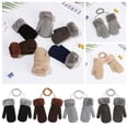 thumbnail image 5 of Winter Soft Hanging Neck Baby Boys Girls Thick Warm Knitted Mittens Cute Cartoon Kids Gloves LIGHT GRAY, 5 of 8