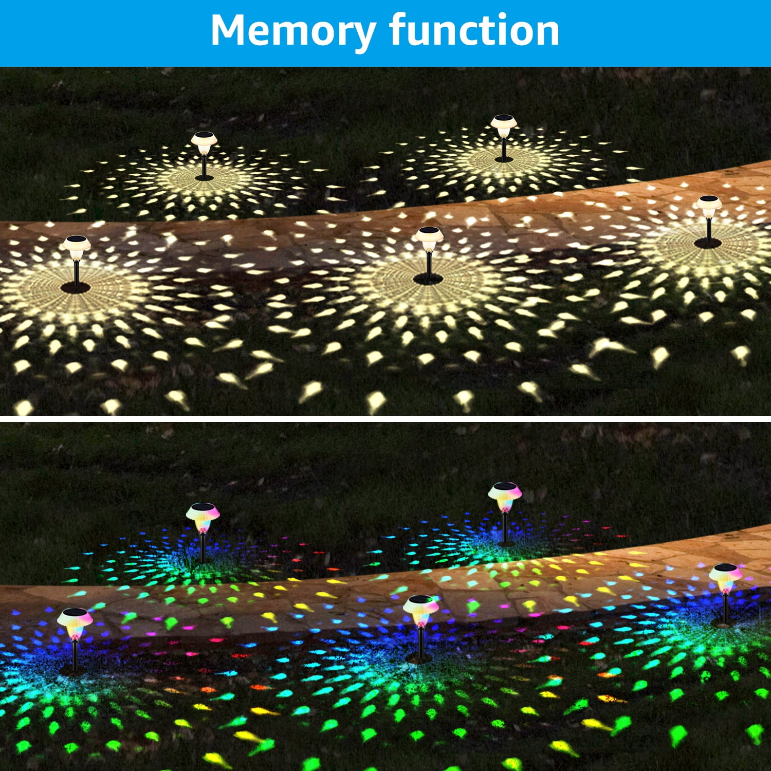 24 Pack Solar Pathway Colorful Lights, Dusk to Dawn Auto 7 Colors Changing LED Garden Lights