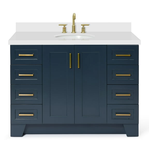 Ariel Taylor 49 In. Oval Sink Vanity With White Quartz Countertop In Midnight Blue