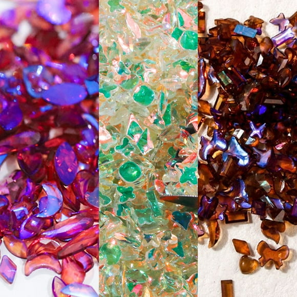 Decoración de uñas 3D Aurora con diamantes de imitación, múltiples formas, cristales mixtos, manualidades, decoración de uñas brillantes, diseño de arte de uñas DIY