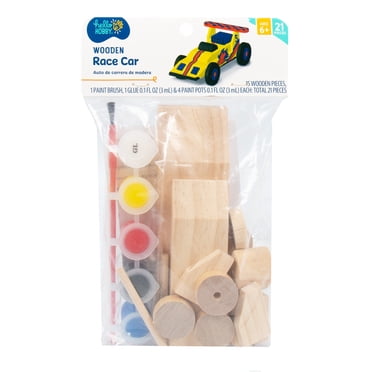 Hello Hobby Multicolor Build Your Own Wooden Race Car, 21 Pieces, Boys and Girls, Child, Ages 6 
