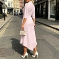 thumbnail image 5 of Bxsruta Womens Dress Midi Length V Neck 3/4 Sleeve High Low Cocktail Dresses, 5 of 5