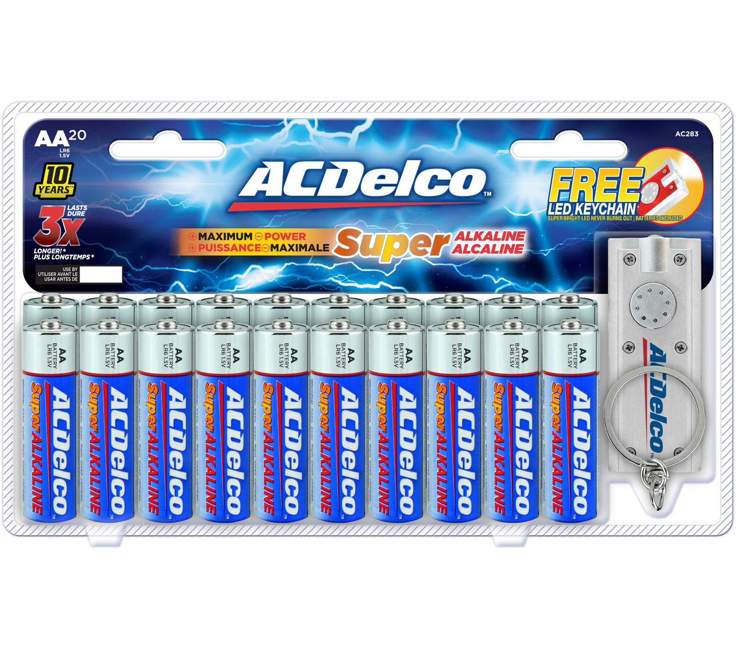 ACDelco 20Count AA Batteries, Maximum Power Super Alkaline Battery, 10