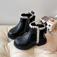 thumbnail image 2 of Toddler Girls Casual Boots Classic Style Faux Leather Boots with Bow Decoration Easy On Zipper Closure Warm Winter Footwear for Children, 2 of 8