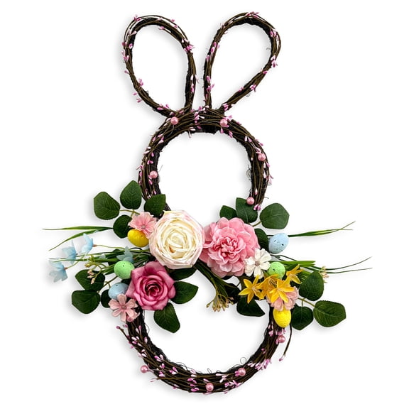 Easter Wreath Handmade Spring Floral Rabbit Garland