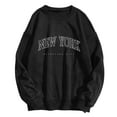thumbnail image 1 of Chandail en Molleton Col Rond Femme Basique Automne Long Graphique Tee Col Rond Manches Longues Chandail avec Imprimé Drapeau Usa Sport Femme Noir G, 1 of 4
