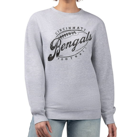 Women's G-III 4Her by Carl Banks Gray Cincinnati Bengals Distressed Graphics Fleece Pullover Sweatshirt
