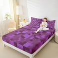 thumbnail image 4 of jejeloiu Video Miners Games Bed Sheets,Purple Pixelated Check King Sheets,Cartoon Gamepad Gaming Sheet Set For Boys Teens,Ultra Soft Home Decor,4pcs, 4 of 7