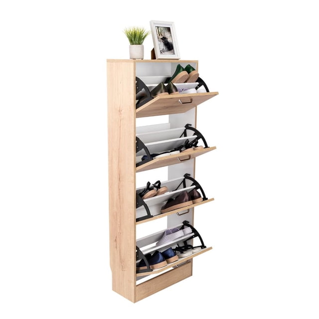 Zapatero Kaise Café Claro y Blanco Virtual Muebles