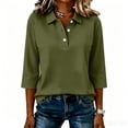 thumbnail image 5 of Trgacdwlo Polo Shirts Women Lapel Collared Button 3/4 Sleeve Blouses for Women Breathable Business Casual Womens Tunic Tops, 5 of 5