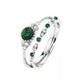 thumbnail image 2 of QQTDFG Fashion 925 Silver Oval Cut Rings Women Cubic Zirconia Weedding Jewelry sz 6-10-9-Green, 2 of 8