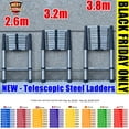thumbnail image 2 of Ladders Extendable Telescopic 2.6M-5M Heavy Duty Multi Purpose Straight Loft Ladder Portable Folding Stainless Steel Ladder Tool, 2 of 14