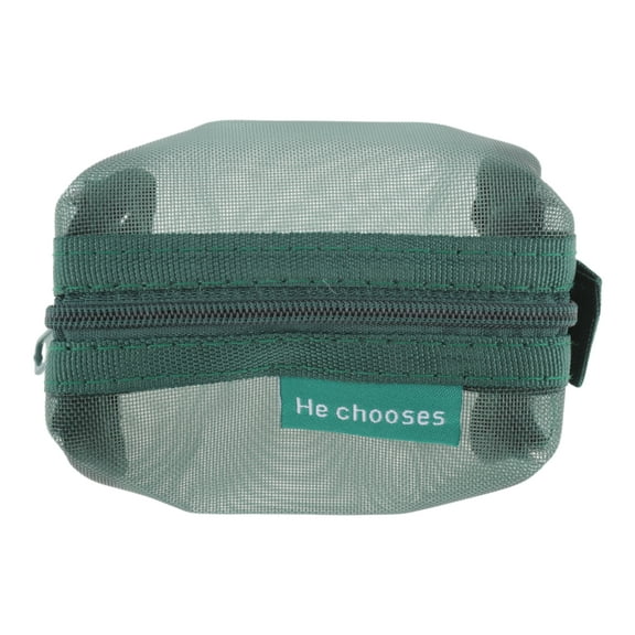 Unique Bargains 1 Pc Lightweight Square Mesh Makeup Bag for Business Travel Nylon Green
