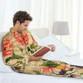 thumbnail image 6 of Uemuo Vintage Bird Pattern 2-Piece Loungewear Set - Men’s Soft Sleepwear, Cozy Winter PJs, Comfy Sleep Set-, 6 of 7