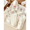 thumbnail image 4 of Women's 5 Pairs Ankle Socks Coquette Bow Floral Patterned Breathable Kawaii Socks, 4 of 6