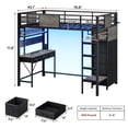 thumbnail image 5 of KICODE Twin Size Loft Bed with Desk&Clothing Rack,Twin Size Metal Loft Bed with 11 Storage Drawers,Charging Station,LED Lights and Coat Rack,13.4" Safety Guard & Stair,Black, 5 of 9