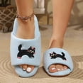 thumbnail image 6 of Fengactive Womens Cat Embroidery Open Toe Slide Slippers Round Toe Soft Sole Breathable Casual House Slippers, 6 of 8