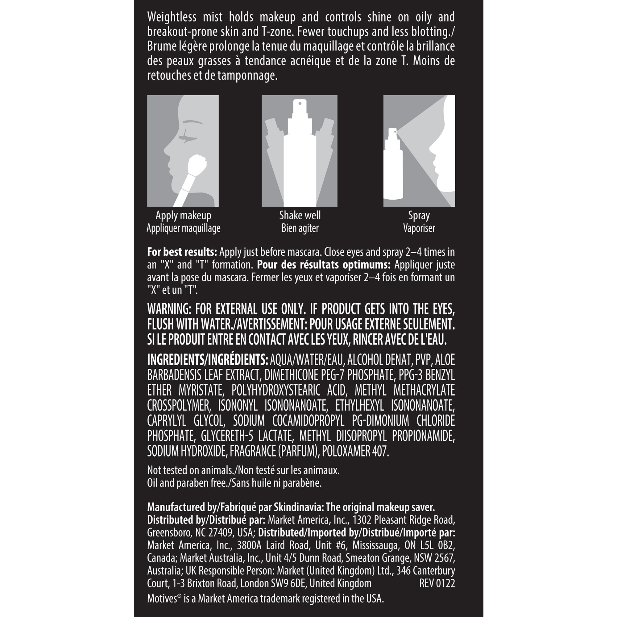 Motives No More Shine Makeup Setting Spray, 4 fl oz, Long-Lasting Oil Control Mist for Matte Finish & Shine-Free Makeup Hold