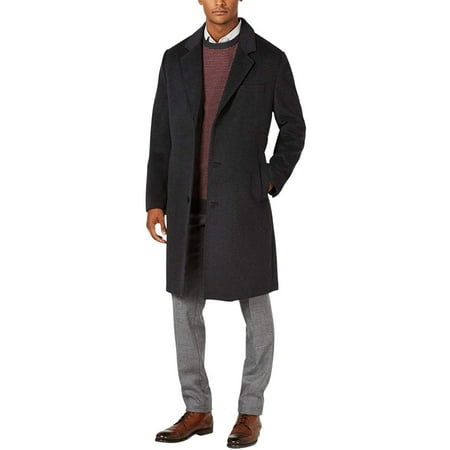 

LONDON FOG Men s L19195 Signature Wool Blend Top Coat - Charcoal - 58L