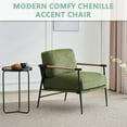 thumbnail image 4 of Comfort Stretch Green Accent Chair Armchair Chenille Mid Century Modern Accent Chair Metal Leg Comfy Cushion, 4 of 7
