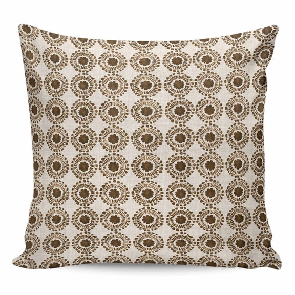 Throw Pillow Covers 18x18 Inch, Ethnic Floral Decorative Pillow Cases for Couch Sofa Bed, Retro Tribes Watercolor Flowers Beige Cotton Linen Square Home Decor Pillowcases with Hidden Zipper