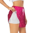 thumbnail image 1 of Balery Rose Red Glitter Pantalones cortos deportivos para mujer con forro y dos bolsillos, elásticos, para entrenamiento, gimnasio, yoga-Medium, 1 of 7