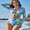 Green Floral, variant on BeautyIn One Piece V-Neck Swimsuit Women's Long Sleeve Surfing Rushguard Sun Protection UPF50