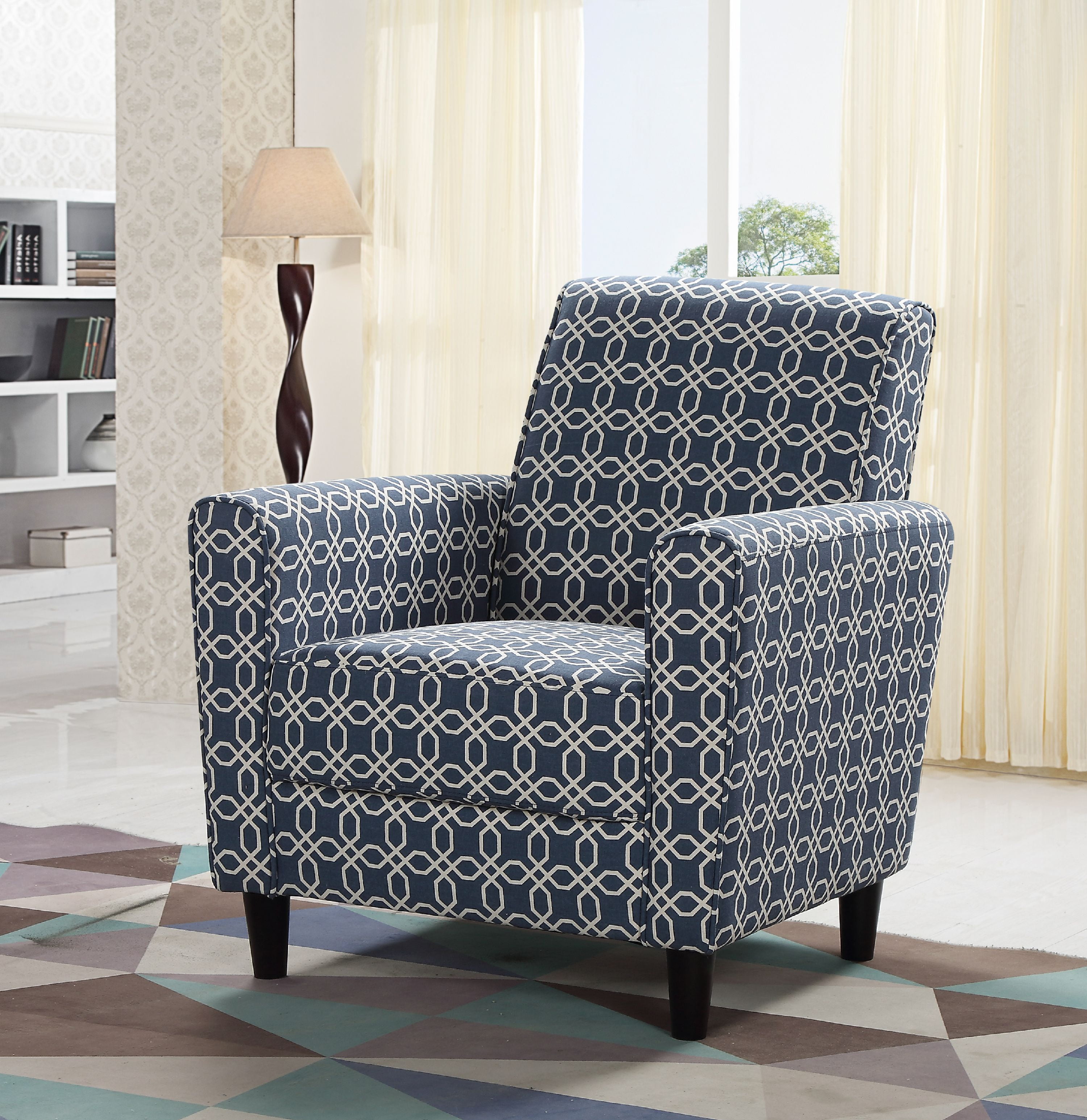 Best Master Furniture Navy Blue/Off White Pattern Accent