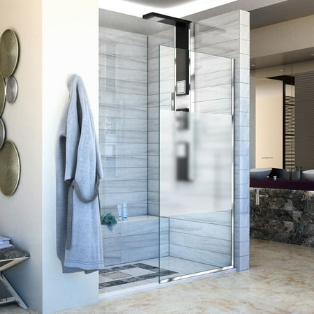 Dreamline Shower Screen (DreamLine Linea Single Panel Frameless Shower Screen 30 in. W x 72 in. H, Frosted Privacy Band Glass in)