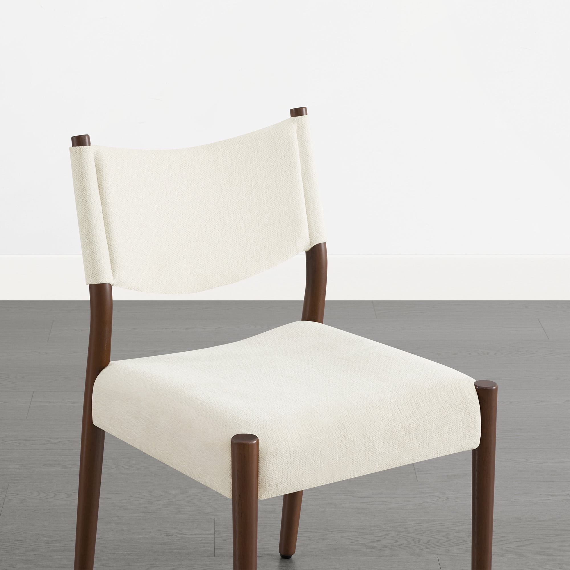 Spruce & Spring Solid Rubber Wood Dining Chair, Spill-Resistant & Stain-Resistant Chenille Fabric, Modern Upholstered Seat with Ergonomic Back, for Kitchen Living Room, Linen, Set of 2