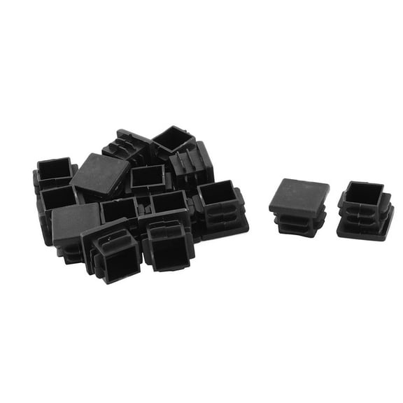 School Plastic Square Chair Leg Foot Cover Tube Insert Black 18mm x 18mm 15 Pcs