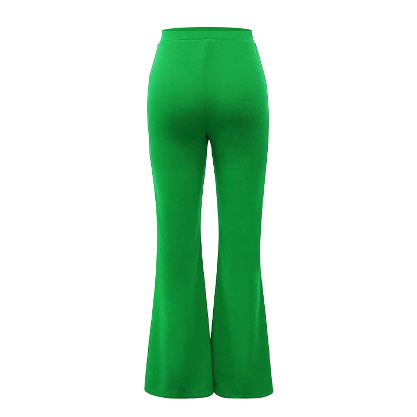 YWDJ Bell Bottom Pants for Women 70s High Waist High Rise Flared Elastic  Waist Casual Stretchy Long Pant Fashion Comfortable Solid Color Leisure  Bell-bottoms Pants Pants Everyday Wear 17-Green L 